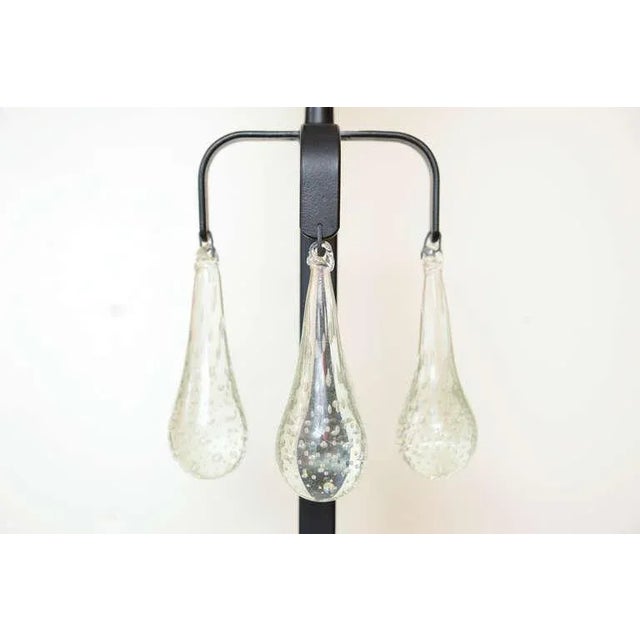 Metal Vintage Erik Hoglund Black Iron and Blown Teardrop Bullecante Large Glass Table or Desk Lamp For Sale - Image 7 of 9