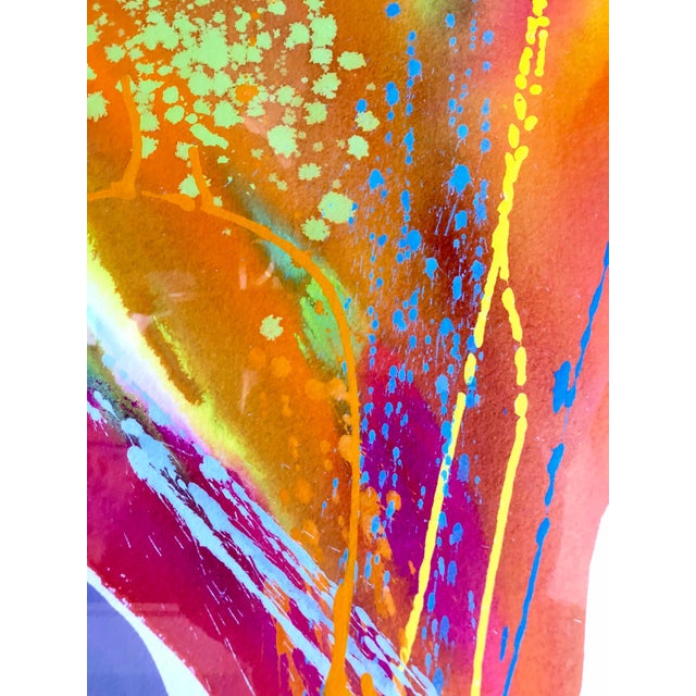 Lamar Briggs, Modernist Abstract Expressionist Mod Day Glo Neon Color Field Acrylic Painting, c.1980s For Sale In Miami - Image 6 of 8