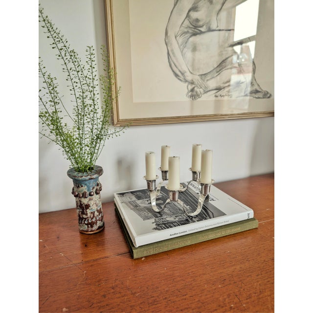 Contemporary Antique Georgian Silver Plated Circular Waveform Candleholder by Charles Wright For Sale - Image 3 of 12