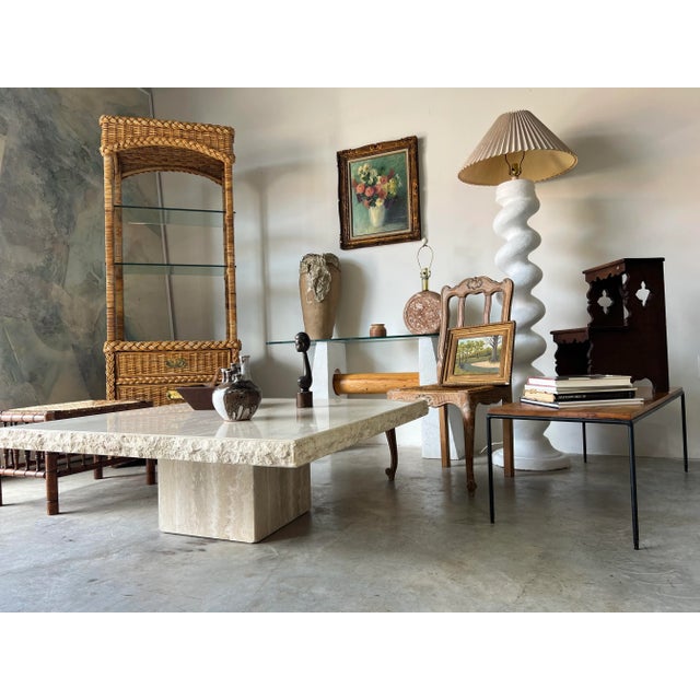 A gorgeous boho chic vintage wrapped and braided rattan tall display cabinet / Bookshelf Bielecky Brothers - style....