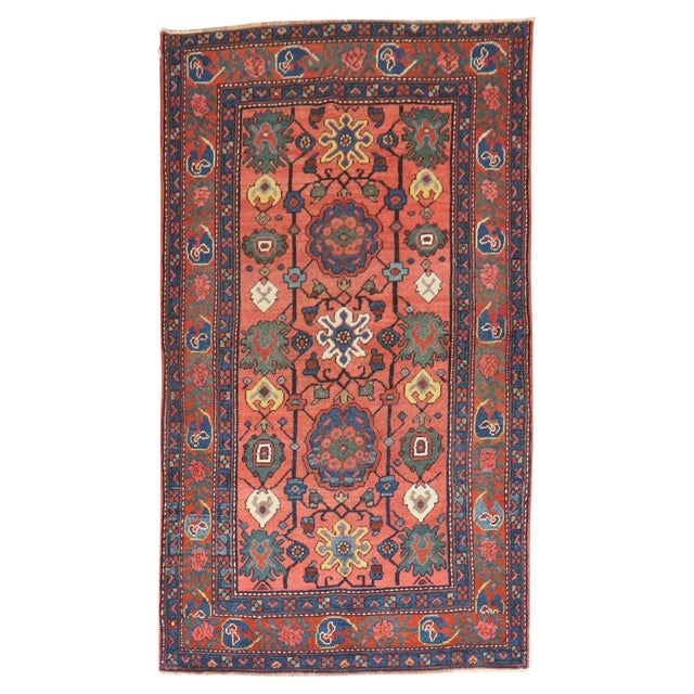 Red Antique Zabihi Collection Persian Heriz Scatter Rug - 3'4" x 4'6" For Sale - Image 8 of 10