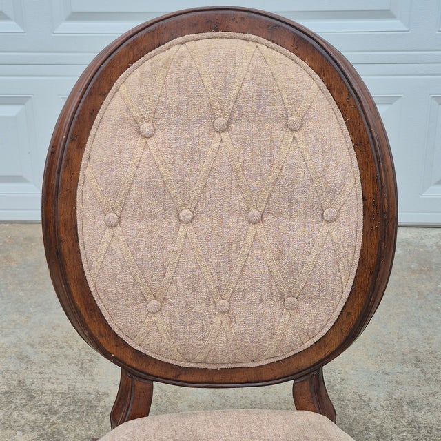 2000 - 2009 Hooker Furniture Oversized Louis XVI Tufted Oval Back Side Chairs, a Pair For Sale - Image 5 of 12