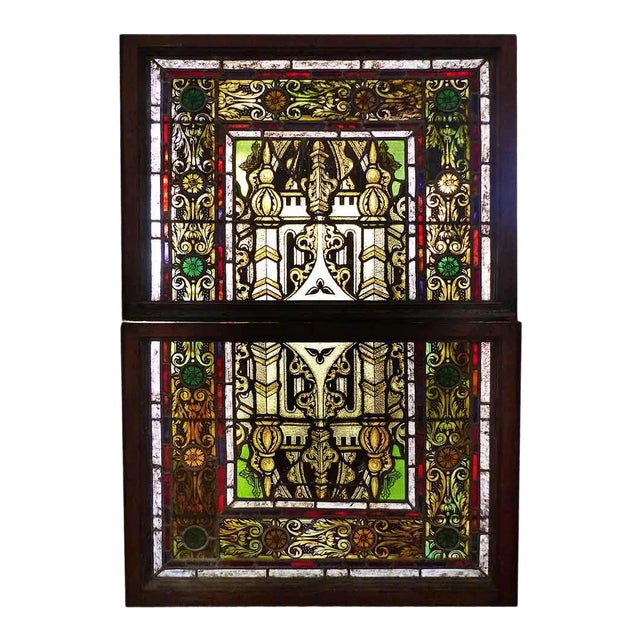 Antique Stained Glass Window For Sale