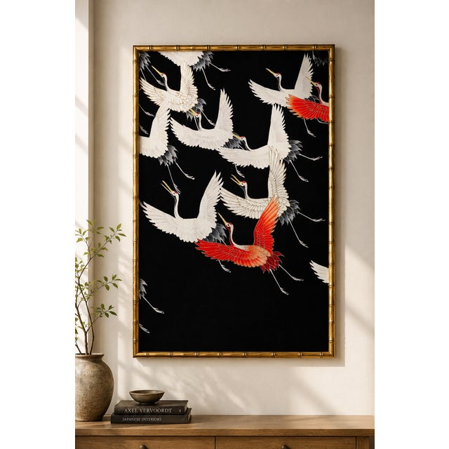 Flying Cranes, Vintage Art Print Reproduction, 32" X 48" For Sale In Buffalo - Image 6 of 8