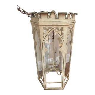 Large Gothic Painted Metal Lantern For Sale