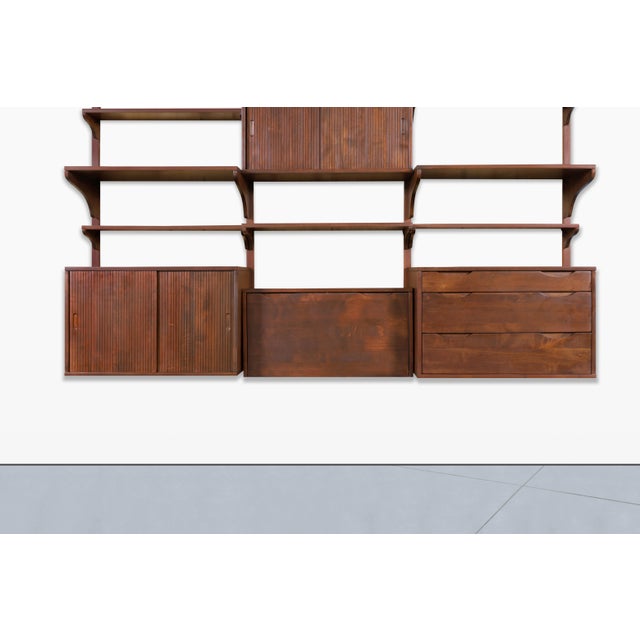 Mid-Century Modern Modular Walnut Wall Unit by Noral Olson for Kopenhavn For Sale - Image 4 of 14