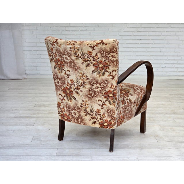 Art Deco Danish Armchair in Furniture Velour and Beech Wood, 1950s For Sale - Image 6 of 18