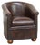 English Style Dark Cowhide Leather Club Chair with Ball Legs For Sale