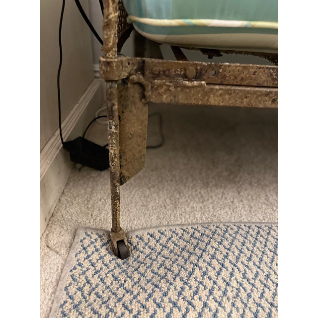 1960s Vintage French Settee, Metal With Silk Cushions For Sale - Image 4 of 6