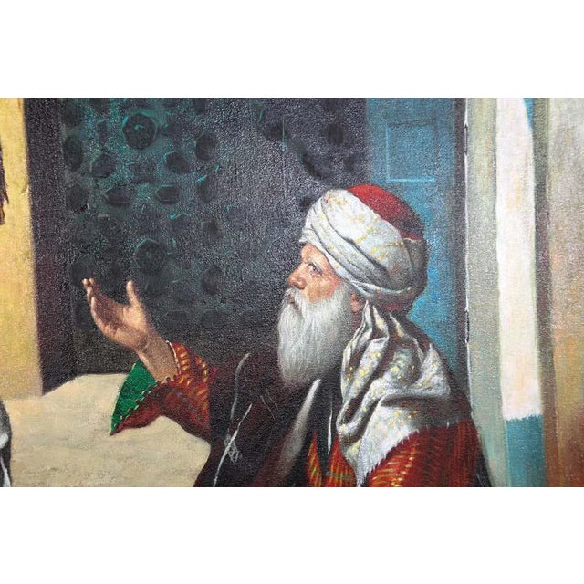 Moroccan Orientalist Oil on Canvas Painting Moroccan Market 19th Scene For Sale In Palm Springs - Image 6 of 11