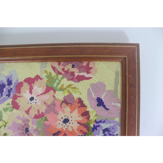 Vintage Framed Still Life Floral Needlepoint Art For Sale - Image 6 of 10