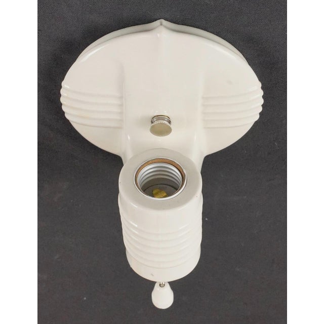 Mid 20th Century Mid 20th Century Restored Art Deco White Ceramic Wall Sconces - a Pair For Sale - Image 5 of 9
