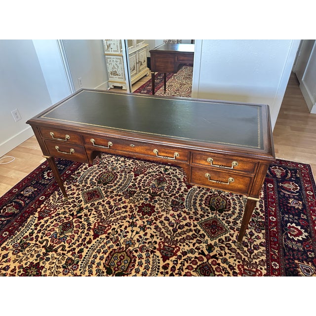 Early 20th Century Early 20th Century John Widdicomb Mahogany Partner's Desk With Leather Top and Pull-Out Writing Slides For Sale - Image 5 of 16