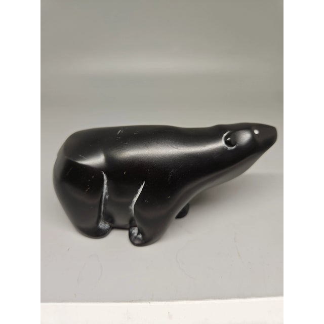 Vintage Boma Carved Black Polar Bear Sculpture Figurine