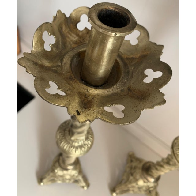 19th Century Italian Paschal Candleholder Bronze Venice Torchères Candlesticks For Sale - Image 6 of 11