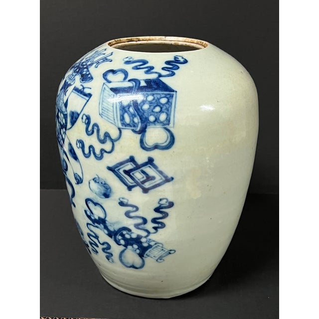 Late 20th Century Chinese Art Celadon and Blue Porcelain Vase For Sale In New York - Image 6 of 7