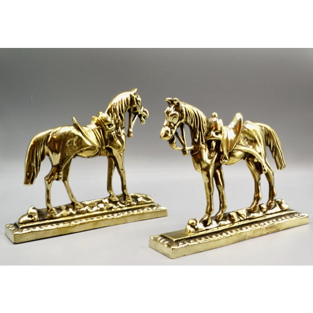 Late 19th Century Circa 1890 English Gilt Brass Horses Mantel Decorations For Sale - Image 5 of 9