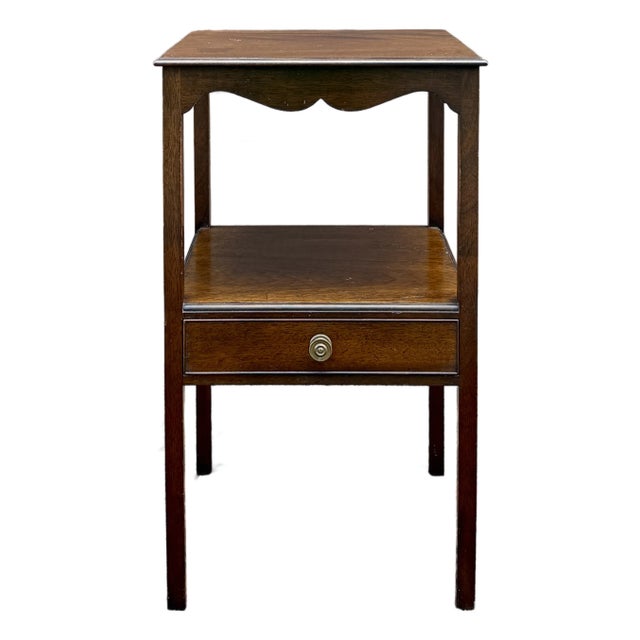 Vintage Saybolt Cleland English Traditional Mahogany Tiered Nightstand With Drawer For Sale