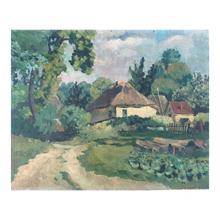 Rural Landscape Painting Original by Artist Sokolrovsky G. 40-50 1970s For Sale