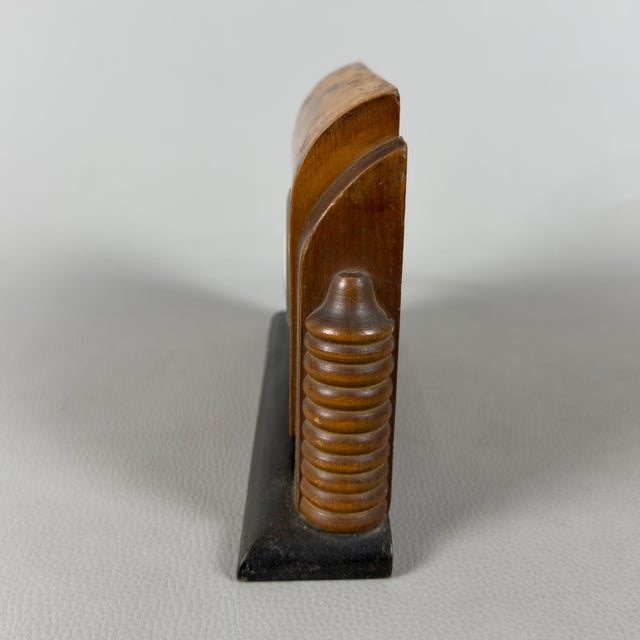Vintage Art Deco Mechanical Table Clock in Burl Wood, 1940s For Sale - Image 4 of 12