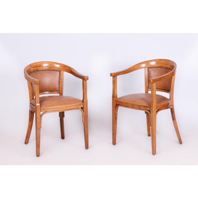 Set of Art Deco Armchairs in Beech & Leatherette, Austria, 1930s For Sale - Image 10 of 10