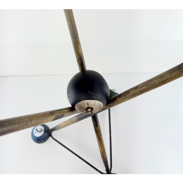 Vintage Billiard Ball Tripod Glass Top Accent Table For Sale - Image 9 of 11