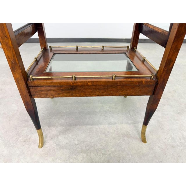 Metal Art Deco Walnut and Brass Tea Trolley with Serving Tray, 1920s For Sale - Image 7 of 12