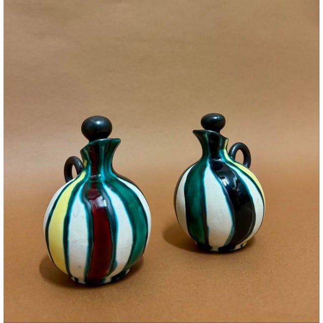 Green French Ceramic Vases by Gabriel Fourmaintraux, 1950, Set of 2 For Sale - Image 8 of 8