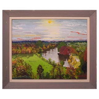 Jackson, Richmond Terrace, Autumn Sunset, 20th Century, Oil on Board, Framed For Sale