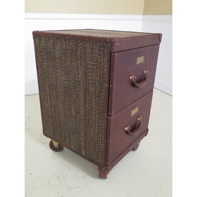 Baker Milling Road Leather Trunk Style 2 Drawer File Cabinet