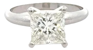 Egl Certified 2.15 Carat Princess Cut Diamond in 14k White Gold Engagement Ring, Size 6.5