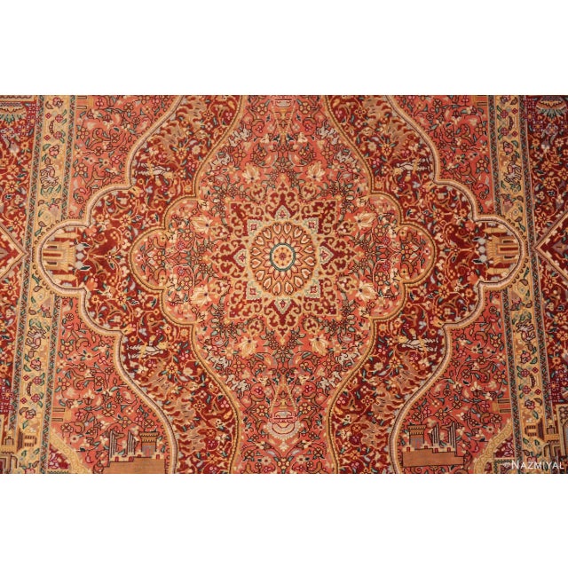 Textile Nazmiyal Collection Vintage Silk Persian Animal Design Qum Rug For Sale - Image 7 of 7