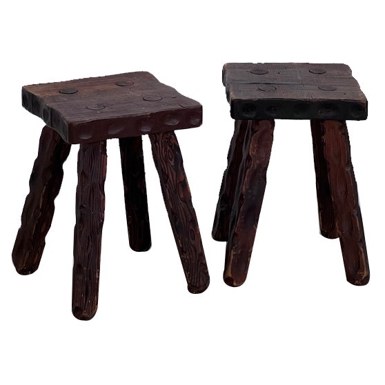 Set of Brutalist Stools from Sgabelli For Sale