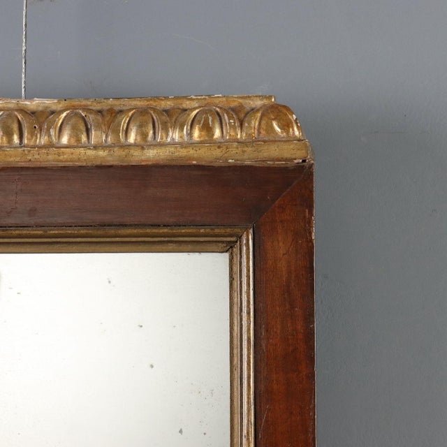 Walnut Mirror with Gilded Carvings, Italy, 19th Century For Sale - Image 5 of 9
