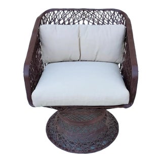 Vintage Russell Woodard Spun Fiberglass Armchair With Kreiss Cushions, Attributed For Sale