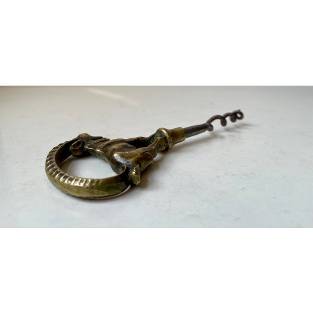1920s Art Deco Brass Corkscrew with Ibex from Einar Dragsted, 1920s For Sale - Image 5 of 8