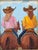 Farmhouse Western Cowgirls & Horses Oil Painting Including the Antiqued Silver Wood Frame For Sale - Image 3 of 5