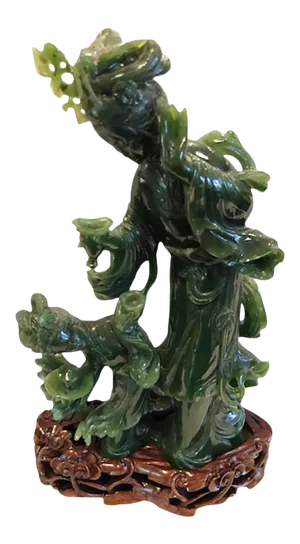 Early 20th Century Chinese Jade Guanyin Figure on Stand