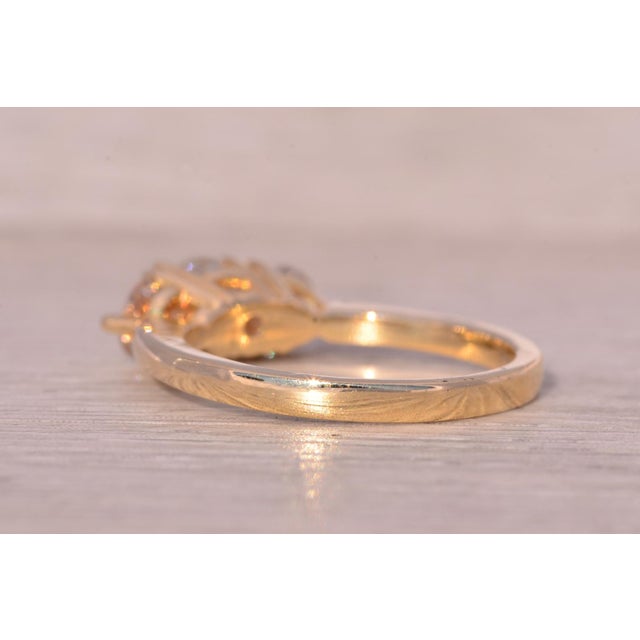 The Dunmore: Past Present and Future Natural Diamond Three Stone Ring in Yellow Gold For Sale In Philadelphia - Image 6 of 11