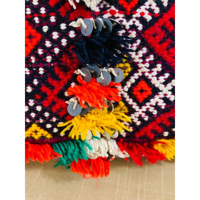 Handmade Moroccan Kilim Style Pillow with Sequins For Sale In New York - Image 6 of 10