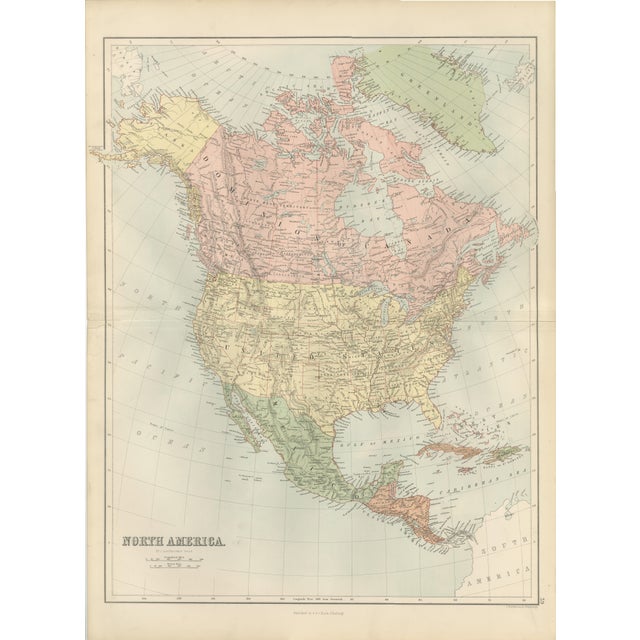 Antique North America Map from Bartholomew, 1884 For Sale - Image 10 of 10