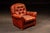 Vintage Tufted Leather Lounge Chair and Ottoman in Red For Sale - Image 4 of 12
