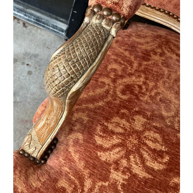 Wood William Switzer Cerused Carved Fruitwood French Louis XV Style Arm Chair For Sale - Image 7 of 14