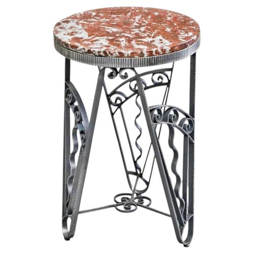 French Art Deco Fer Forgé Side Table in Iron and Marble, 1930s For Sale - Image 15 of 15