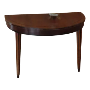 Demilune Burl Wood Table With Striped Legs