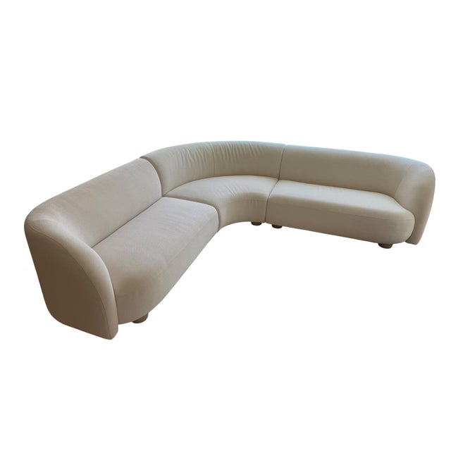 West Elm Laurent 3-Piece Sculptural L-Shaped Wedge Sectional in Ivory Performance Upholstery For Sale In Boston - Image 6 of 18