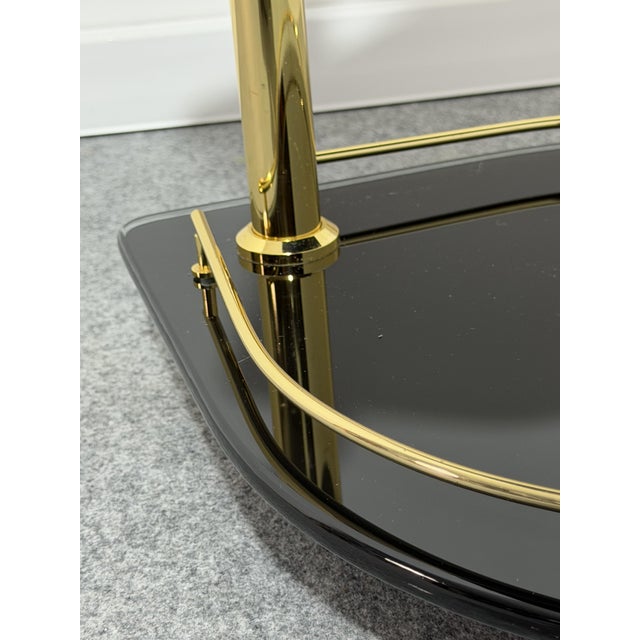 3-Tier Bar Trolley in Gold-Plated Metal and Smoked Glass, 1970 For Sale - Image 10 of 13