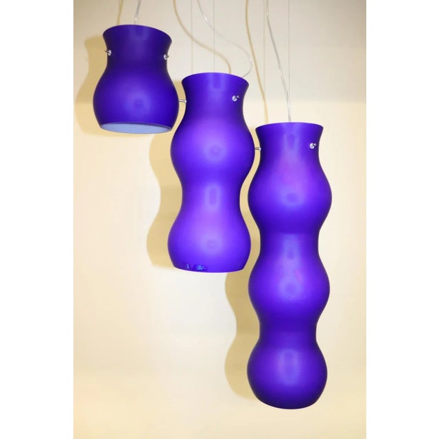 1990s Modern Murano Glass Pendant Blue Glass For Sale - Image 11 of 12