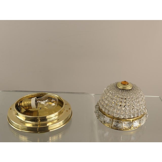 Art Deco Brass Ceiling Light with Faceted Crystal Glass Beads, Austria, 1920s For Sale - Image 6 of 9