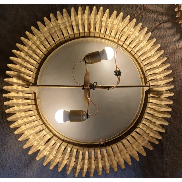 Gilt Iron Ceiling Lamp from Ferro Art, 1960s For Sale - Image 4 of 7